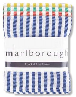 Marlborough Textiles - 4 Pack Cotton Drill Tea Towels