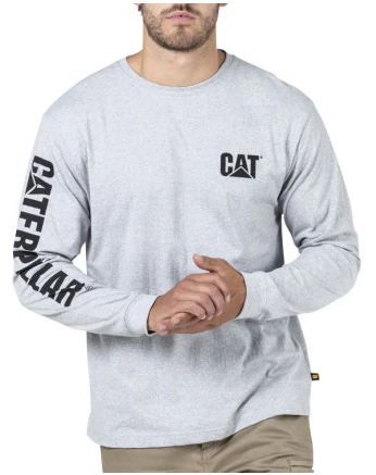 Cat Workwear - Trademark Banner Long Sleeve Tee - Heather Grey