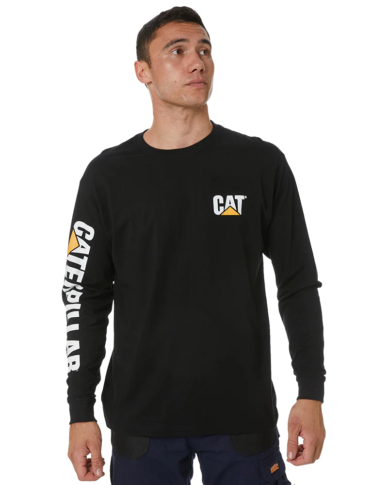 Cat Workwear - Trademark Banner Long Sleeve Tee - Black