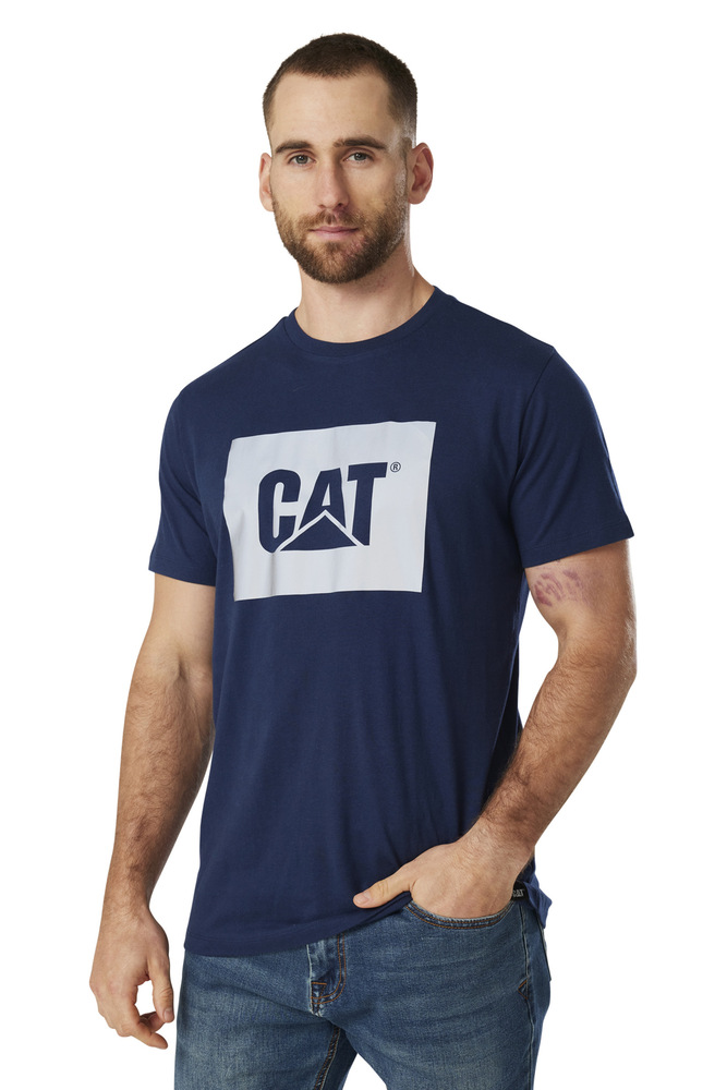 Cat Workwear Reflective Logo Tee - Blue Naval